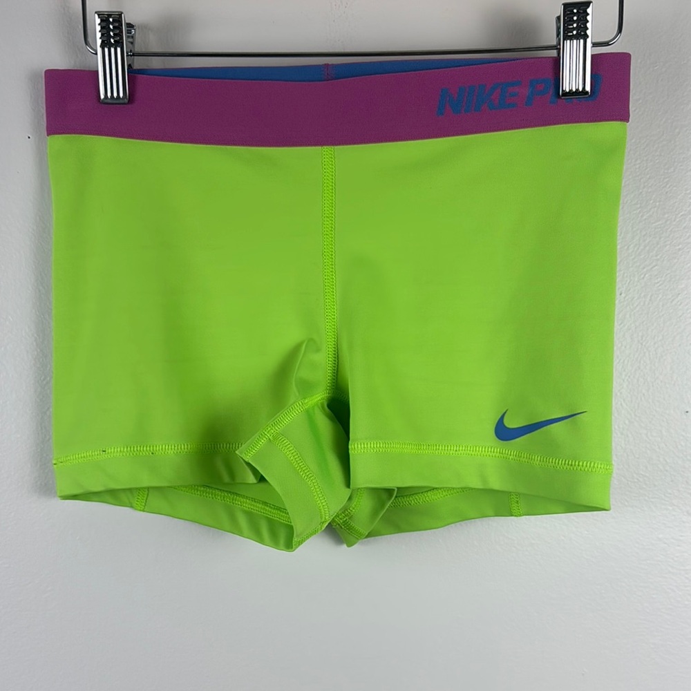 ✨3/$25✨  Nike Pro Neon Green and Purple Shorts - S